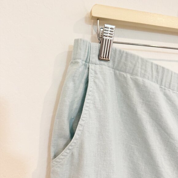 Vintage Linen Cotton Pull On Elastic Waist Pants Pockets Vtg Light Blue Medium - Picture 3 of 9